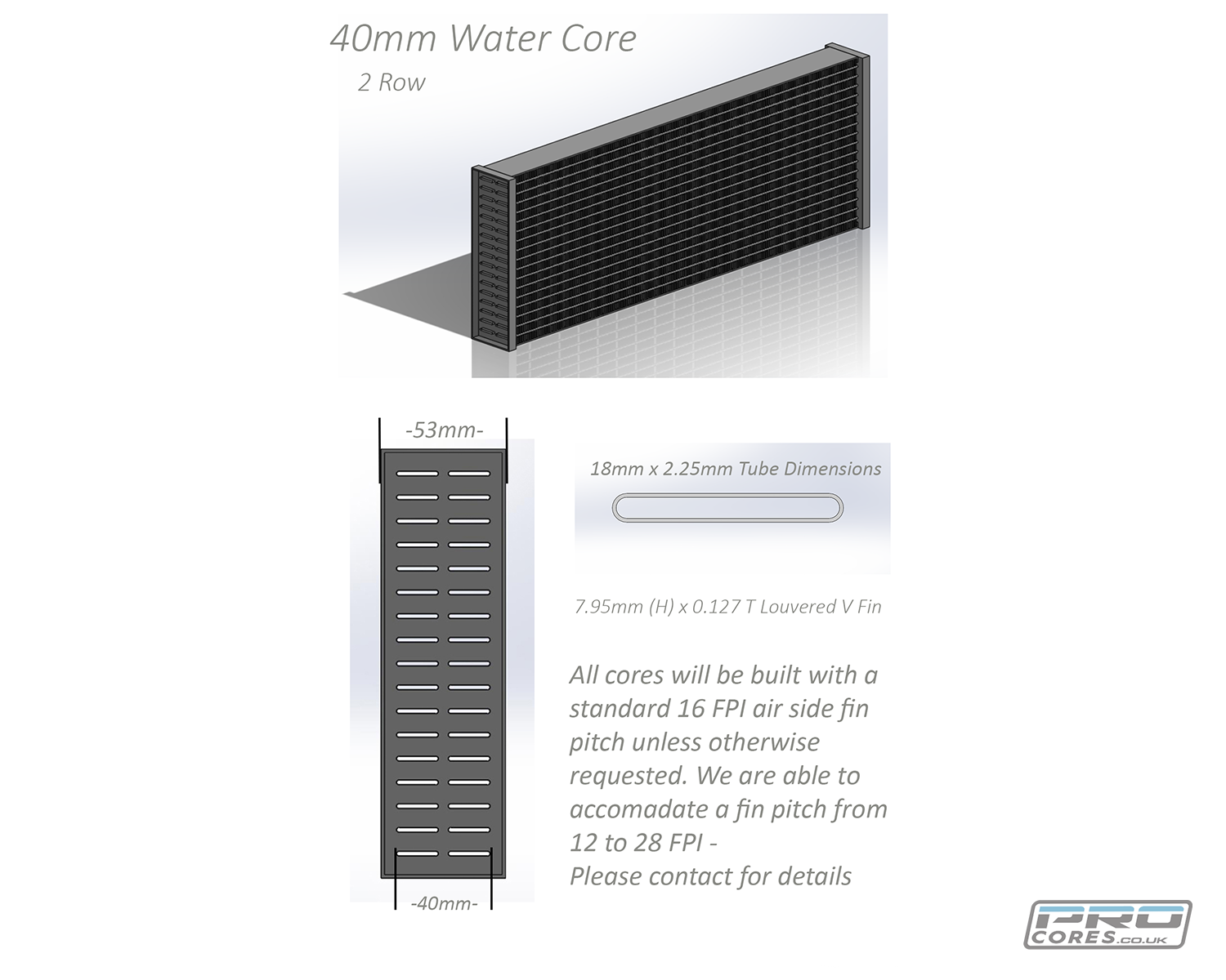 Water Core 40mm Deep | 300mm Stack Height - Core height Core    - Pro Alloy