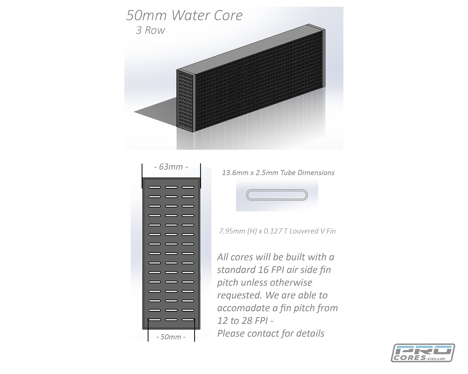 Water Core 50mm Deep | 300mm Stack Height - Core height Core    - Pro Alloy